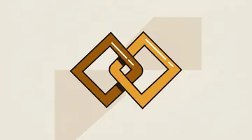 Two interlocked square chain links, one in amber