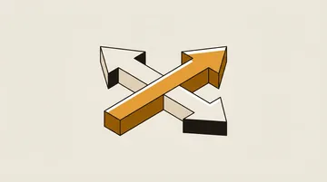 Two straight arrows crossing at a right angle
