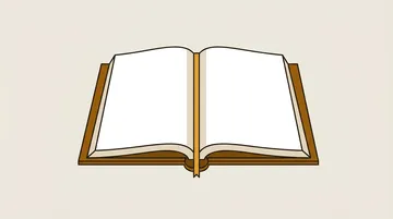 An open bound notebook with blank pages and a ribbon marker