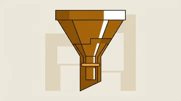 A funnel with a narrow throat closed by a flat stop plate
