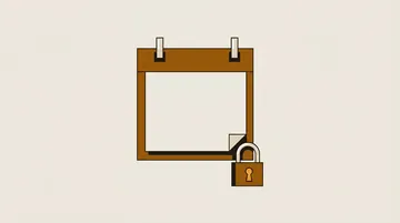 A wall calendar with a blank sheet and a small padlock