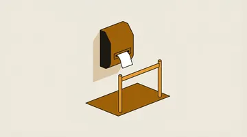 A ticket dispenser with one blank ticket and a queue rail
