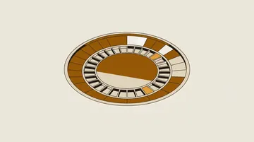 A wheel segment with empty pockets, one in amber