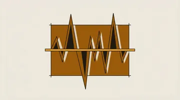 A jagged line swinging around a flat baseline in a ruled box