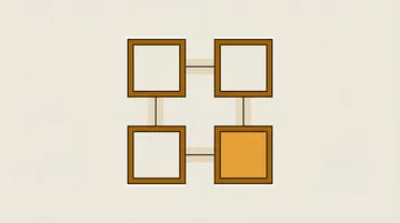 Four empty square nodes joined by straight hairlines