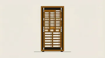 A server rack elevation with empty slots, one in amber